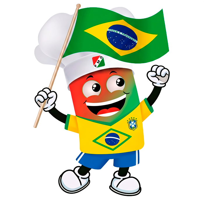 Mascote PMG torcendo pelo Brasil